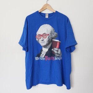We The Party People Blue Graphic Tee USA 4th of July Men's 2XL Gildan America‎
